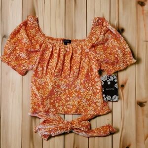 Orange Floral Blouse